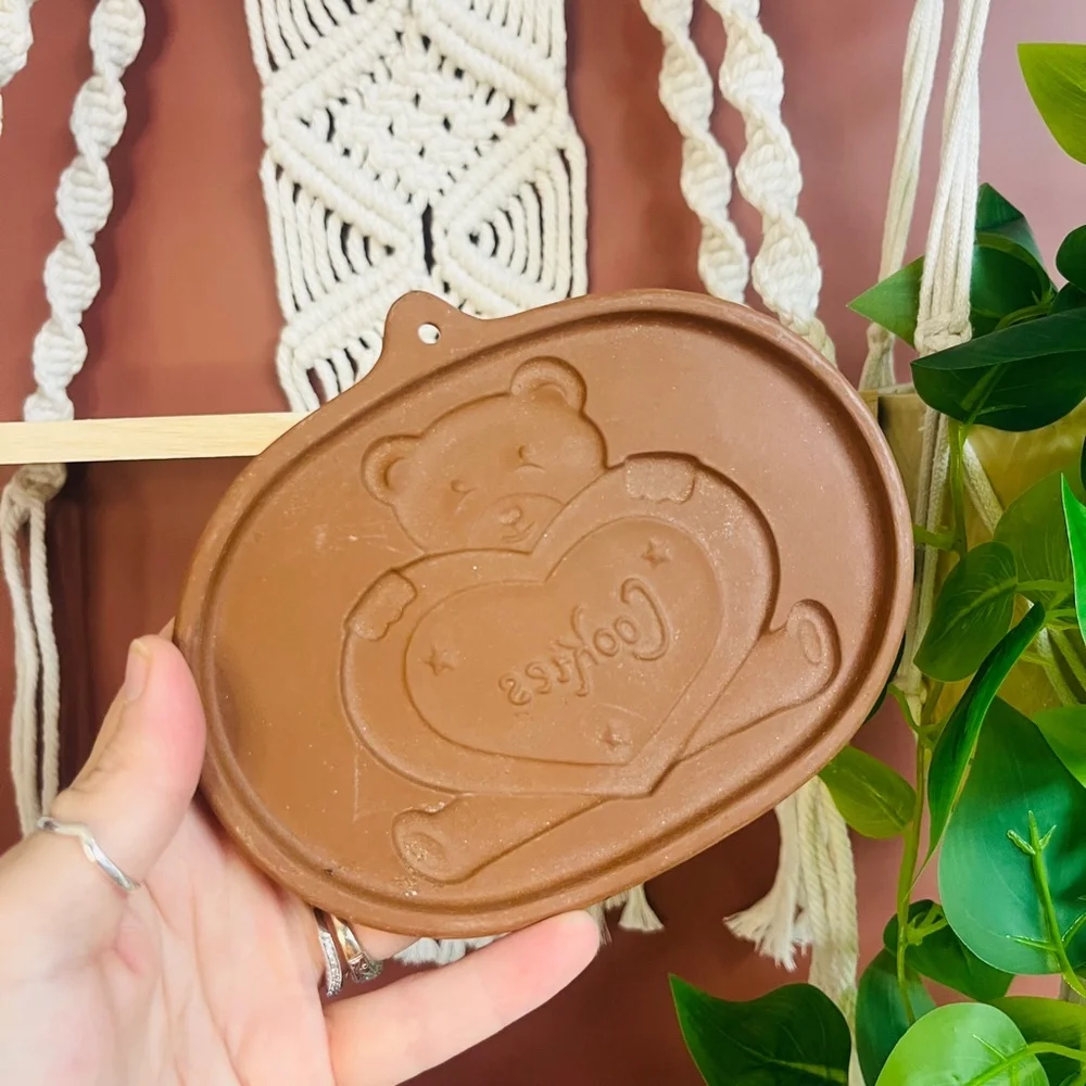 Vintage Roseville Teddy‎ Bear Cookie Mold | Brown Ceramic | Decor